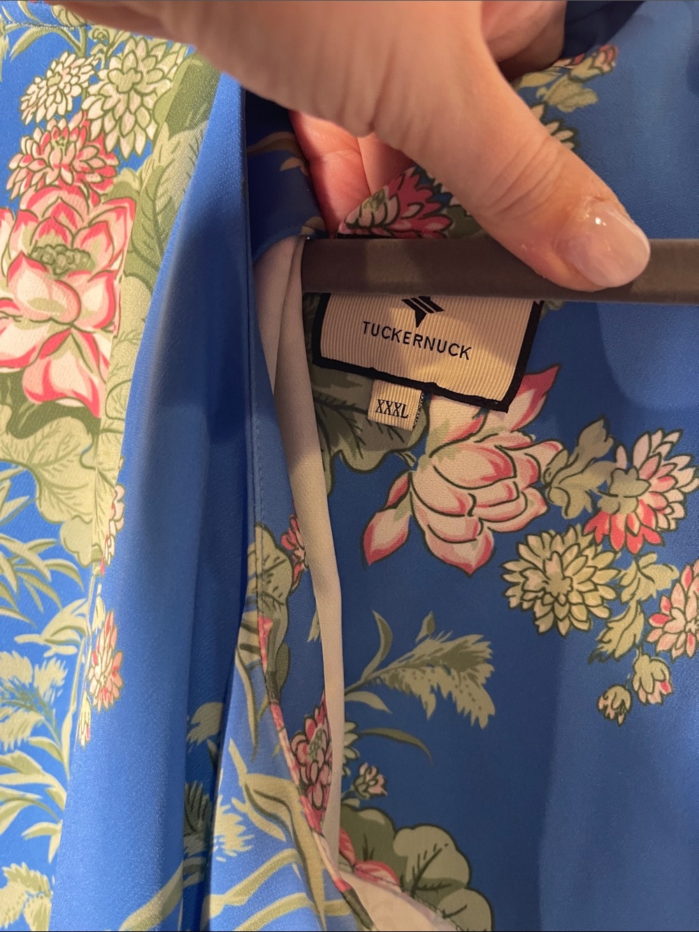 Tuckernuck Blue Floral Mini Dress with Pink and Green Accents - Picture 3 of 7